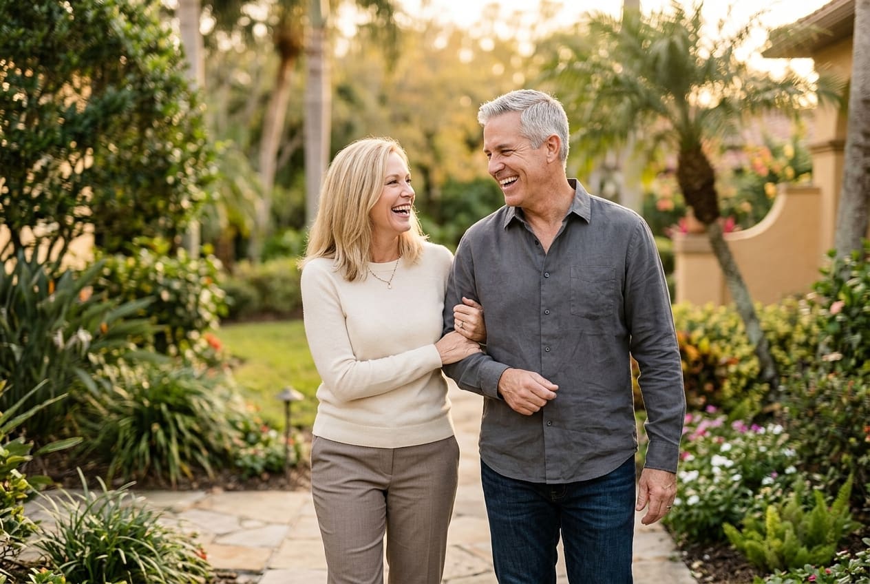 Mature couple representing restored vitality from hormone replacement therapy at Doctor Springs Tampa