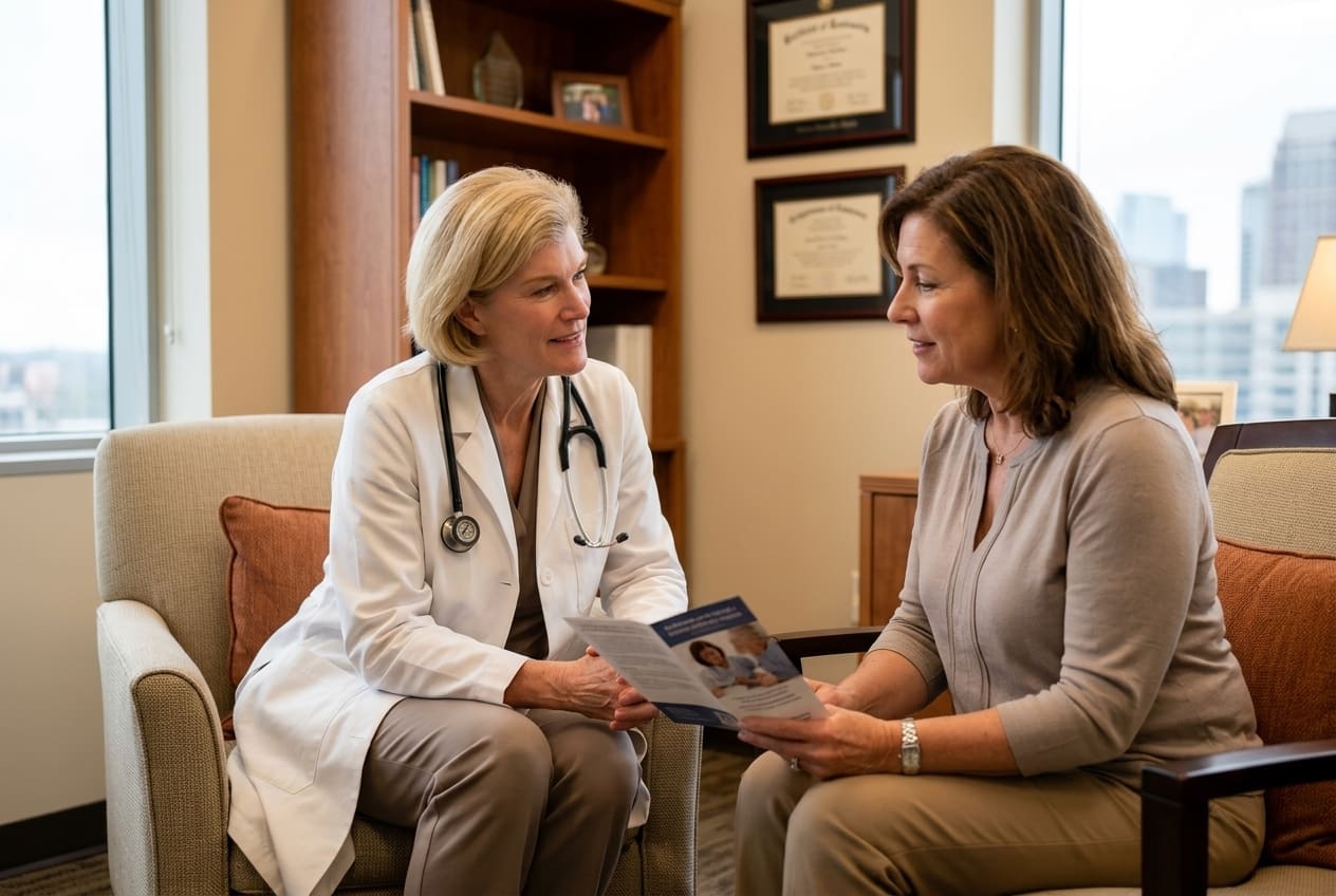Dr. Julia Springs in a compassionate consultation with a female patient